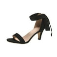 thumbnail image 2 of AXXD Black Sandals for Women Summer Casual Peep Toe Sandals Bowknot Solid Color High Heel Shoes, 2 of 4