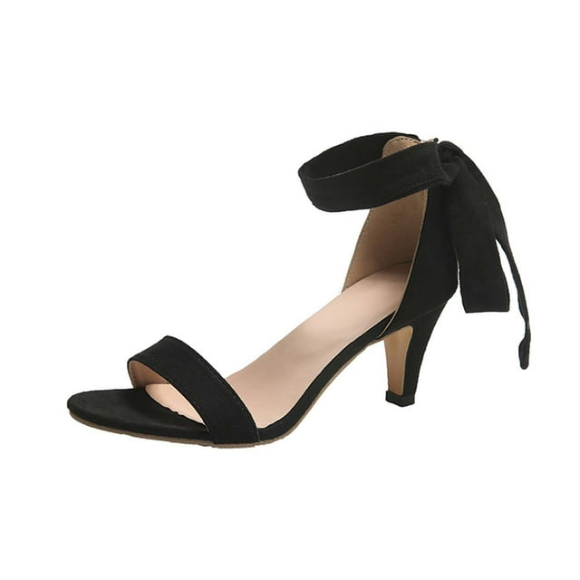 Amzcrzy Zapatos de mujer,Zapatos de mujer,Zapatillas de mujer, Sandalias informales de verano con punta abierta y lazo para mujer, zapatos de tacón alto de color liso Sandalias Mujer Zapatillas De Ca