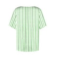 thumbnail image 5 of QQAMB Womens Tops Petal Sleeve Strip Printed Summer Trendy T-Shirt Casual Loose Square Neck Button Blouse Tees Green 3XL, 5 of 7