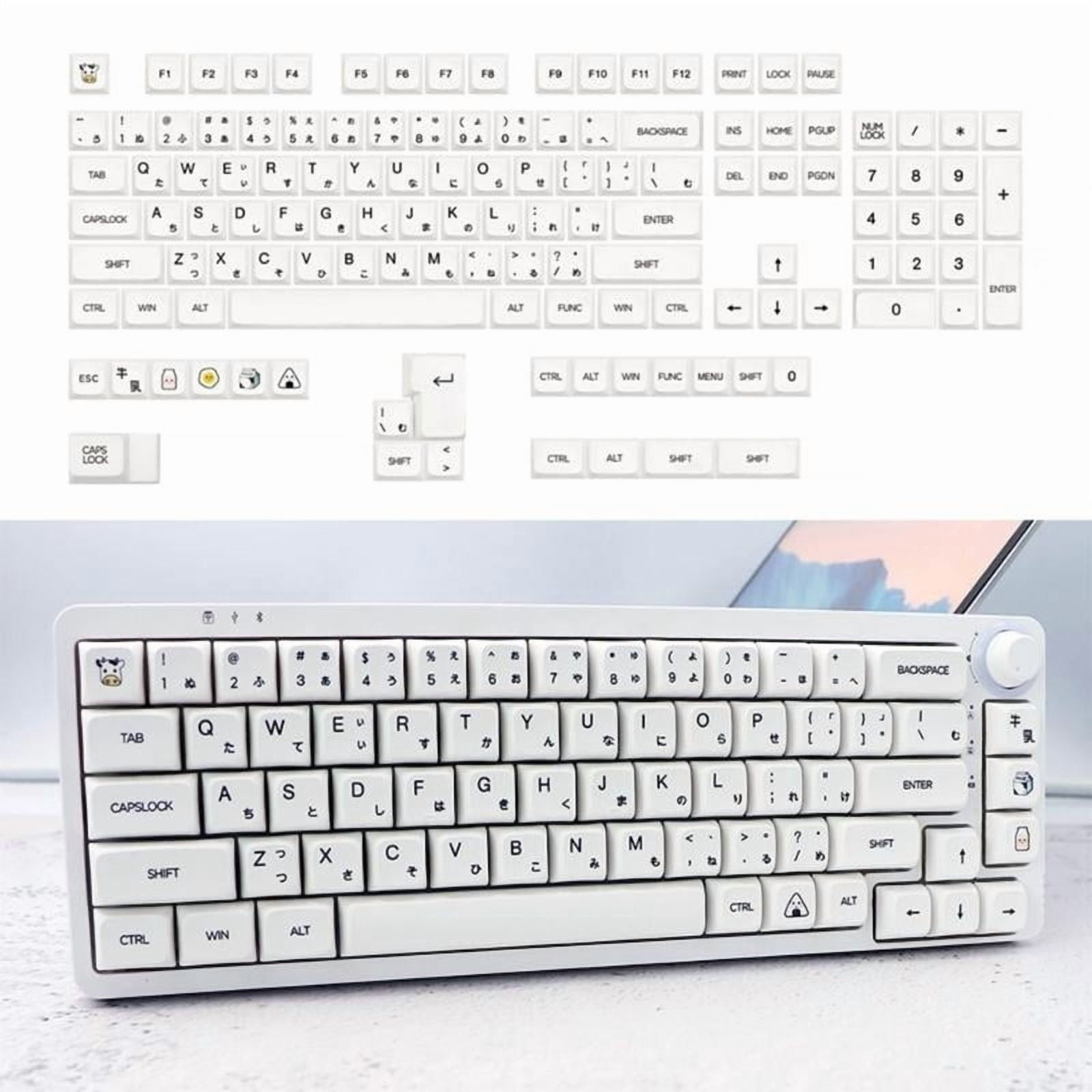 126PCS Keycaps Minimalist White DA Profile PBT Keycaps for Mechanical Keyboards Japanese Milk White Style