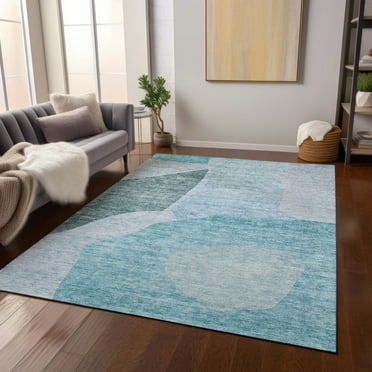 Addison Rugs Chantille Indoor/Outdoor Transitional Abstract Teal Washable Rectangle Rug, 5' x 7'6"