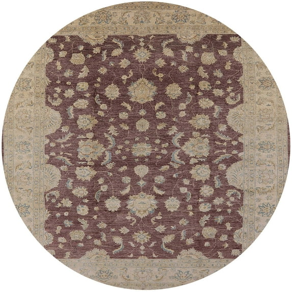 Ahgly Company Machine Washable Indoor Round Industrial Modern Chestnut Brown Area Rugs, 4' Round