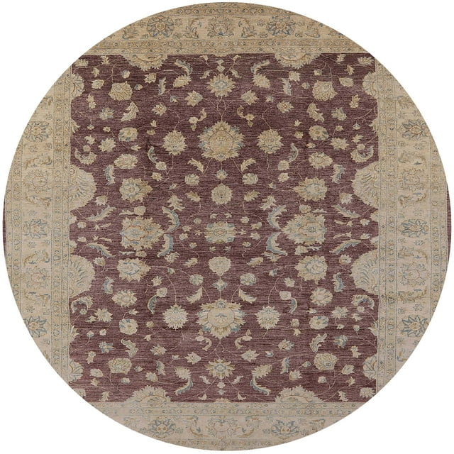 Ahgly Tapis Rond Intérieur Style Mi-Siècle Moderne Marron Châtaigne Oriental, 4 Pieds Rond