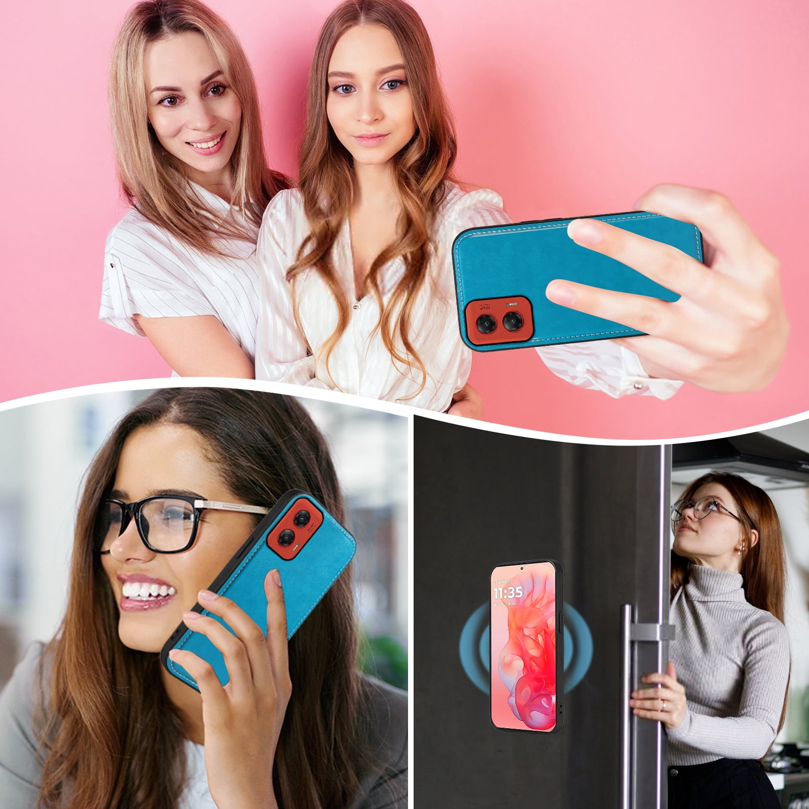 Asuwish Phone Case for Motorola Moto G Stylus 5G 2024 Zipper Wallet Detachable Cell Cover with Tempered Glass Screen Protector Crossbody Lanyard Strap Flower Flip Card Holder Slot G5 Women Girls Blue