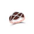 thumbnail image 1 of FB Jewels 10kt Rose Gold Womens Round Red Color Enhanced Diamond Segmented Fashion Ring 1/2 Cttw Size 6.5, 1 of 1