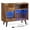 Rustic Brown, variant on Furnibear Record Player Stand with RGB LED Light Power Outlets USB Type-C Ports and Sliding Glass Door for Living Room, Black