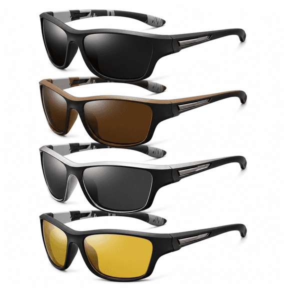 Polarized Sports Sunglasses for Men Women, UV400 Protection Outdoor Glasses with Anti Glare Lens, Lightweight Wrap Around Cycling Fishing Driving Eyewear