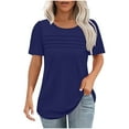 thumbnail image 1 of Timegard Hauts pour Femmes Manches Courtes Col Rond Tunique Haut Couleur Unie Mode Décontractée T-Shirts, 1 of 6