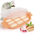 thumbnail image 1 of Bandeja de silicona para congelador de alimentos para bebés con forma de caramelo, bandeja para congelador de leche materna con tapa, molde para salchichas para bebés, recipiente de almacenamiento de alimentos casero para bebés, con tapa, 9 compartimentos, naranja ER, 1 of 5