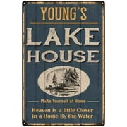 YOUNG'S Lake House Blue Cabin Home Decor Gift 8x12 Metal 208120038031