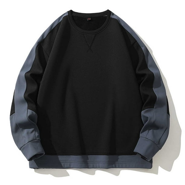 pstuiky camisetas de manga larga para hombre, Sudadera deportiva holgada de manga larga sin capucha de color liso para hombre camisetas de hombre xxxl