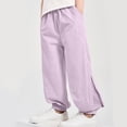 thumbnail image 2 of Lenpel Children's Summer Pants Toddler Boys Girls Summer Casual Elastic Waist Side Mesh Lantern Loose Trousers Baggy Joggers with Pockets, 2 of 3