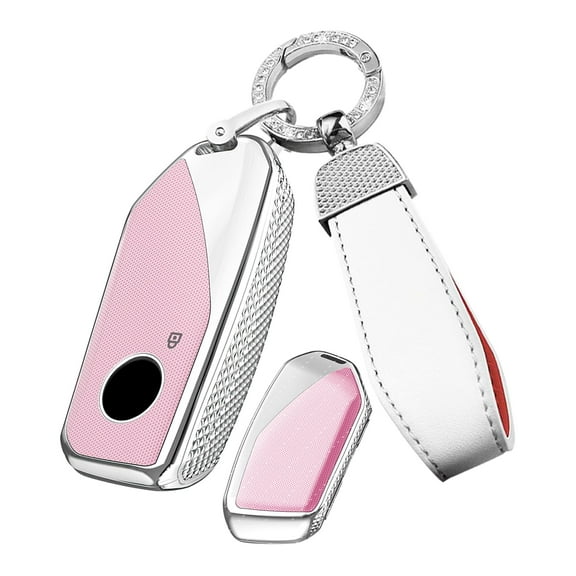 Plating Smart Key Fob Cover Compatible with BMW X5 X6 X2 i5 2024-up X7 X1 3 Series 7 Series iX i4 i5 i7 2023-up Keyless Key Fob Case Shell with Bling Keychain