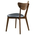 thumbnail image 3 of Set of 2 Black Leatherette Dining Chairs with Walnut Legs - Mid-Century Modern Style, 3 of 5