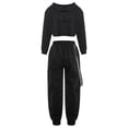 thumbnail image 2 of YONGHS Kids Girls Long Sleeve Hooded Sweatshirt Tops with Sweatpants for Hip-hop Dance Performance Black 10, 2 of 6