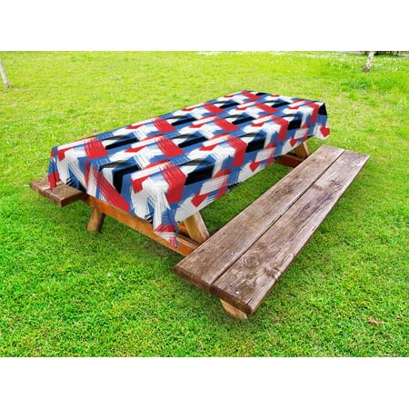 

Abstract Outdoor Tablecloth Geometric Grunge Bold Stripes with Artistic Brushstrokes Motif Decorative Washable Fabric Picnic Tablecloth 58 X 104 Inches Violet Blue White Red Black by Ambesonne
