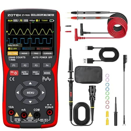 ZT-703S 3 in 1 Handheld Oscilloscope Multimeter DDS Generator, 2 Channels, 50MHz Bandwidth, 280MSa/s Sampling Rate, 25000 Counts, Voltage, Current, Capacitor, Resistor, Diode Test$$Electrical