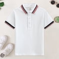 thumbnail image 2 of NIEWTR Boys Short Sleeve Polo Shirt Solid Color Collared Top for Casual Wear（A01-White,4-5 Years), 2 of 7