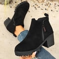 thumbnail image 2 of Taqqpue Women's Ankle Boots Plus Size Round Toe Side Zipper Chunky Heel Comfortable Booties for Women Size 5.5-11 Fashion Dress Shoes Fall Winter Footwear Casual Walking Daily Wear, 2 of 10