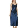 thumbnail image 2 of Summer Silk Pajamas Nightgown Women Pleated V Neck Sleeveless Maxi Nightdress, 2 of 7