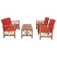 thumbnail image 2 of SAFAVIEH Fontana Outdoor Patio 4 Pc Conversational Set, Natural/Red, 2 of 11