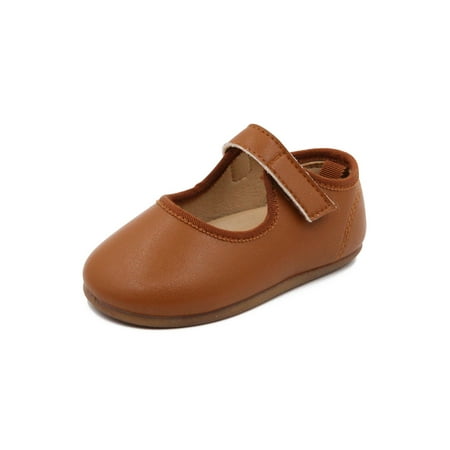 

Avamo Kids Mary Jane Comfort Dance Shoes Magic Tape Flats Children Loafers Girls Non-slip Soft Sole Flat Shoe Coffee 12C