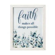 Crystal Art Gallery Contemporary Inspirational Faith Quote "Faith Makes All Things Possible" Framed Print, Blues