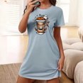 thumbnail image 2 of Tnhcen Women's Plus Size Halloween Funny Cartoon Print Crewneck Short Sleeve Sleepdress | Soft Polyester Spandex | S-2XL, 2 of 5