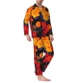 thumbnail image 2 of Naloa Marigold Flowers In Different Colors Men’s Pajamas Set - Long Sleeve Button Down Sleep Shirt and Pajama Bottoms Sleepwear Set-Large, 2 of 7