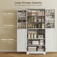 thumbnail image 4 of HOMCOM 72" Farmhouse Kitchen Pantry Cabinet, Tall Storage Cabinet with 4 Barn Doors, 4 Adjustable Shelves, 8 Door Shelves, Embossed White Wood Grain, 4 of 10