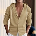 thumbnail image 2 of hotojiny Men's Cotton Linen Hoodies Shirts Fashion Stripes Long Sleeve Button down Summer Beach Tops Lightweight Fall Sweatshirt, 2 of 7