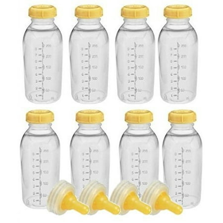 Medela Breastmilk Collection Storage Feeding Bottle with Lids-8 Pack (8 Bottles, 8 Lids & 4