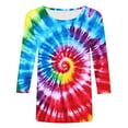 thumbnail image 5 of CYMMPU Tie Dye 3/4 Sleeve Fall Trendy Shirts Spring Tops Blouses for Women Dressy Casual Crew Neck Tunic Tops Loose Fit Ombre T-Shirts XXXXXL, 5 of 5