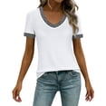 thumbnail image 3 of Lenago Shirts for Women Short Sleeve Shirts Loose Soft Casual Solid Color T-Shirts, 3 of 8