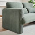 thumbnail image 4 of 3-Piece Sectional Sofa Set with 5 Seat Teddy Sofa Couch and Sofa Chair, Support Pillow and Inlaid Armrest, Leisure Couch with Plastic Sofa Legs for Living Room, Bedroom, Apartment and Office, Green, 4 of 9
