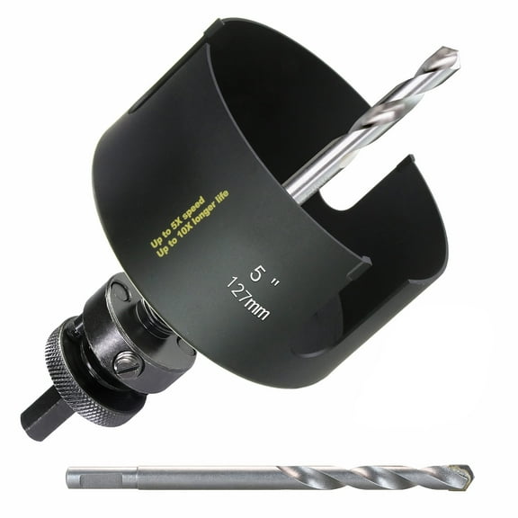 WOWSUPM 5" Carbide Tipped Deep Hole Saw Cutter 2.36” Depth for Multiple Purpose Hardy Plank MDF Wall Tile 10X more cuts 5X Faster