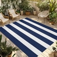 thumbnail image 2 of Outdoor Rug 3x5 ft Navy Blue Stripes Outdoor Large Area Rug Non Slip Rubber Simple Striped Front Door Mat RV Rug Camping Carpet Patio Outdoor Rugs for Backyard Balcony Deck Porch Indoor, 2 of 9
