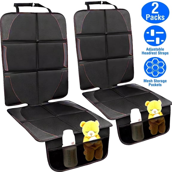 2 Packs Non-Slip Car Seat Protector Mat Pad with Thick Padding for Baby and Pet