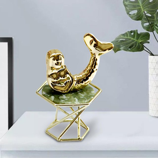 Estatua de cerámica moderna Escultura para o familiares de animales para estantería Sala de Dormitorio Casa de , Oro 6x9.3x5.2cm Macarena Estatua de cerámica