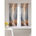 thumbnail image 3 of Orange Navy Blue Curtains 45 Inch Length, Sheer Curtains for Bedroom Living Room Window Modern Oil Painting Art Forest Rod Pocket Voile Drapes Kitchen Curtains Small Half Window 42"x45" 2 Panels, 3 of 6