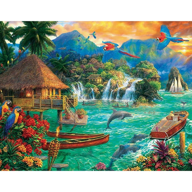 Pintura de diamante (DE5665) DIY cuadrado delfines loro imagen Rhinestone trabajo hecho a mano 20X30cm Hugtrwg Para estrenar