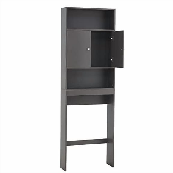 ME2 Bathroom Over The Toilet Storage Cabinet, 77'' Taller Bathroom Organizer Shelf Space-Saving Collect Cabinet with Shelves and Double Doors (Grey)