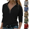 thumbnail image 2 of ShiShine Women's Collared Long Sleeve Shirts Business Casual Blouse Shirt Tunic Half Zip V Neck Work Tops Blouses, 2 of 7