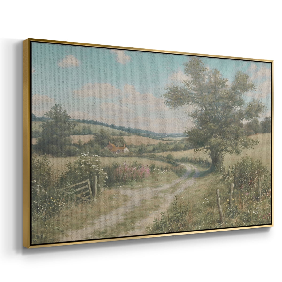 Vintage Landscape-CCL By Wexford Home Framed in Gold Wood Gallery Wrapped Canvas 25 in. x 37 in.