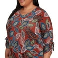 thumbnail image 4 of Alfred Dunner Womens Plus-Size Batik Leaves Melange Asymmetrical Top, 4 of 4
