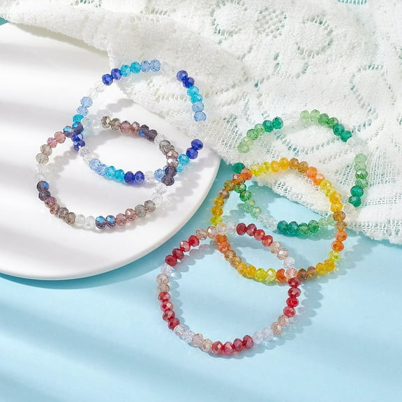 30 pc Glass Beaded Stretch Bracelets for Women Mixed color Inner Diameter: 2-1/8 inch(5.4cm)