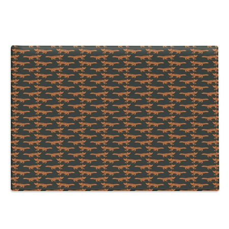 

Fox Cutting Board Forest Animal Silhouette Pattern Sketch Style Mammals of European Origins Decorative Tempered Glass Cutting and Serving Board Large Size Orange Charcoal Grey by Ambesonne