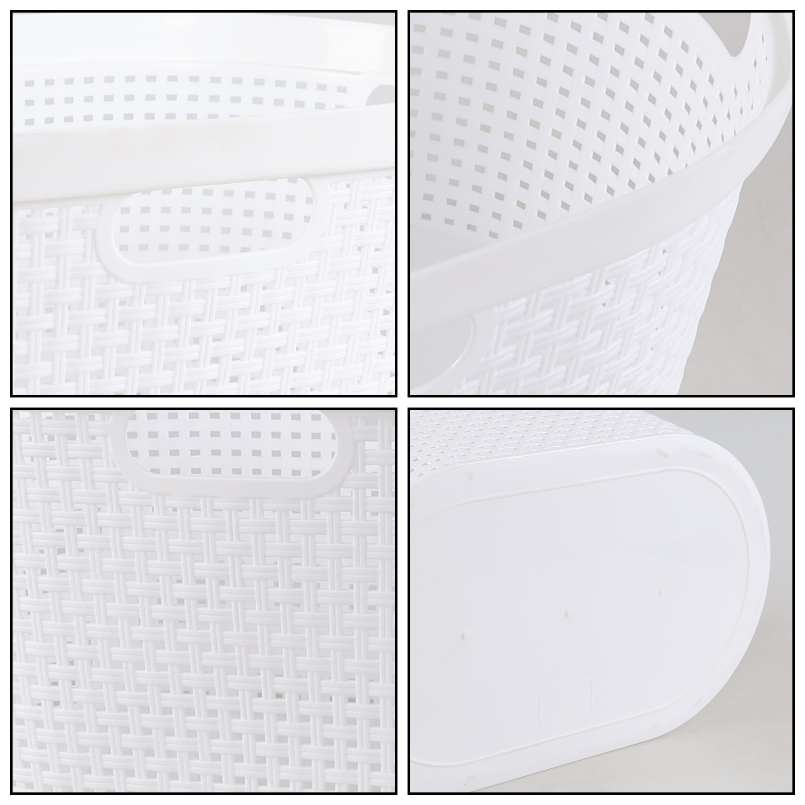 Yesdate 4 Pack Large Laundry Baskets for Dorm, Living Room, Bathroom & Laundry, Plastic Hamper Laundry Basket, 40L, White