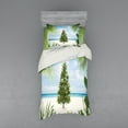 thumbnail image 2 of Ambesonne Christmas Bedding Set 4 Pcs, Holiday Party Tree, Queen, Green Blue Cream, 2 of 3