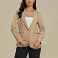 thumbnail image 4 of Sevevn Women's Fashion Solid Pocket Button Suit Coat Long Sleeve Pocket Casual Coat/Jacket Summer Clearance Khaki S, 4 of 6